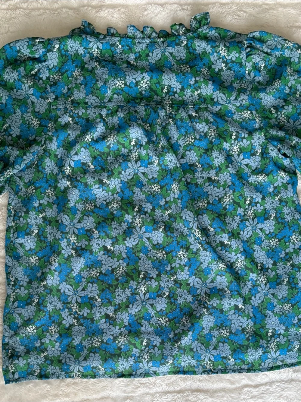 J.Crew Green & Blue Floral Keyhole Blouse